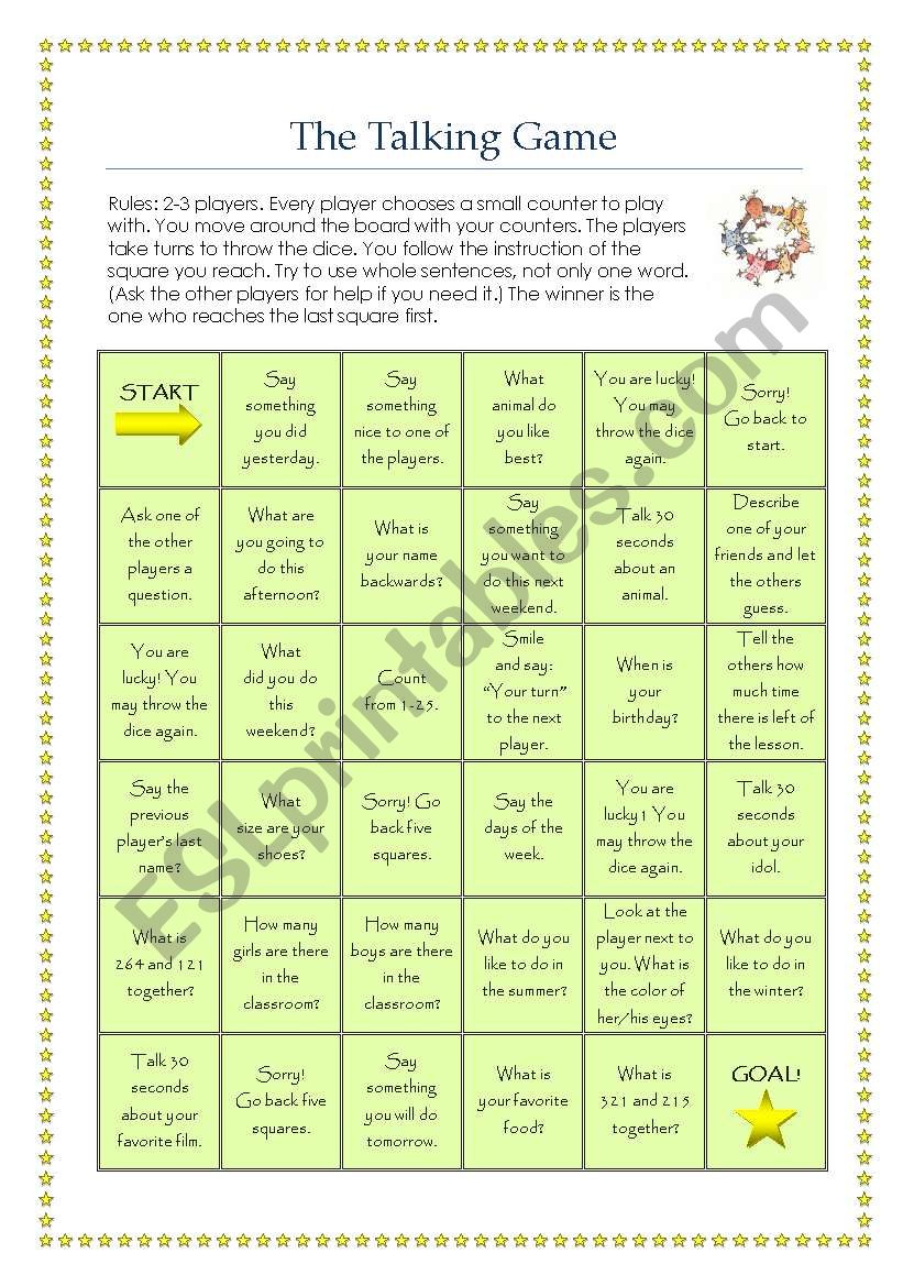 The Talking Game worksheet