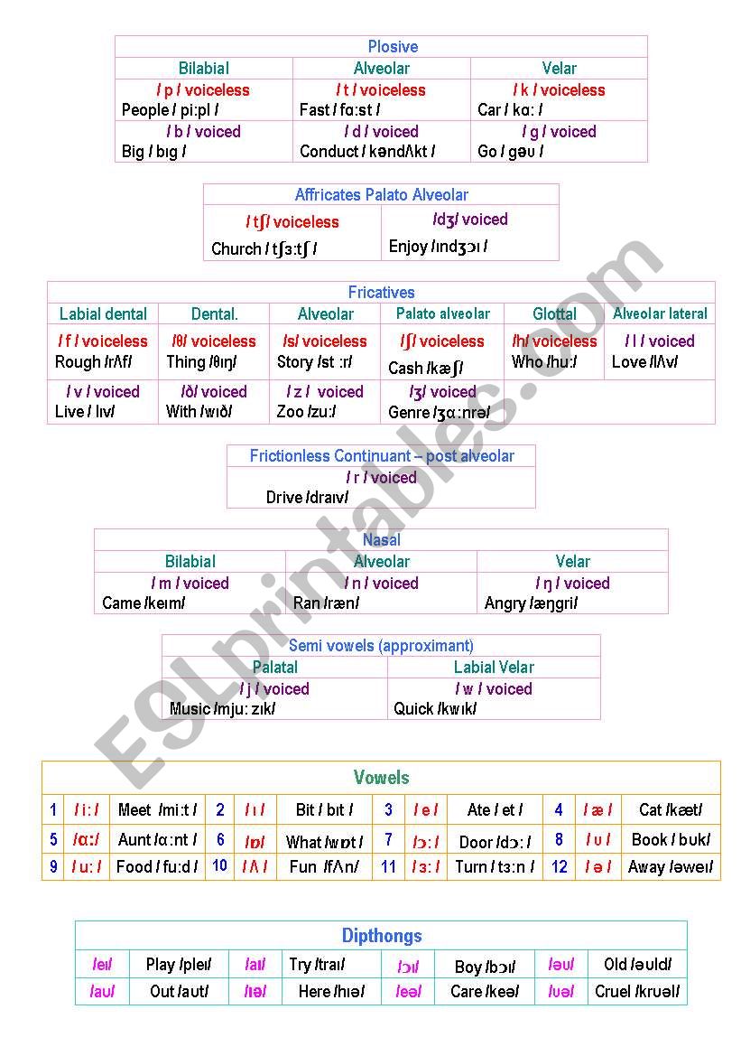 Phonetics worksheet