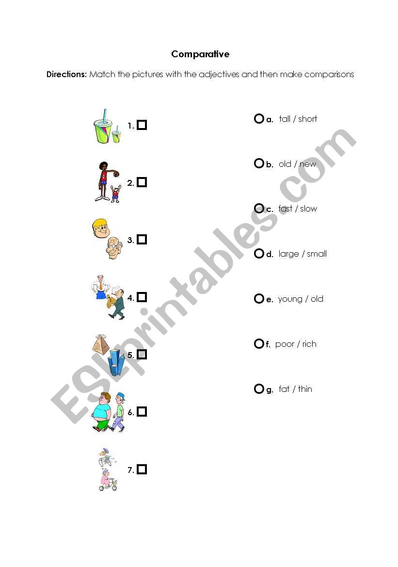 Comarative worksheet