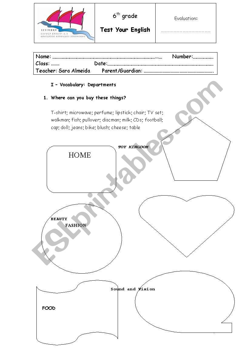 test 6th worksheet