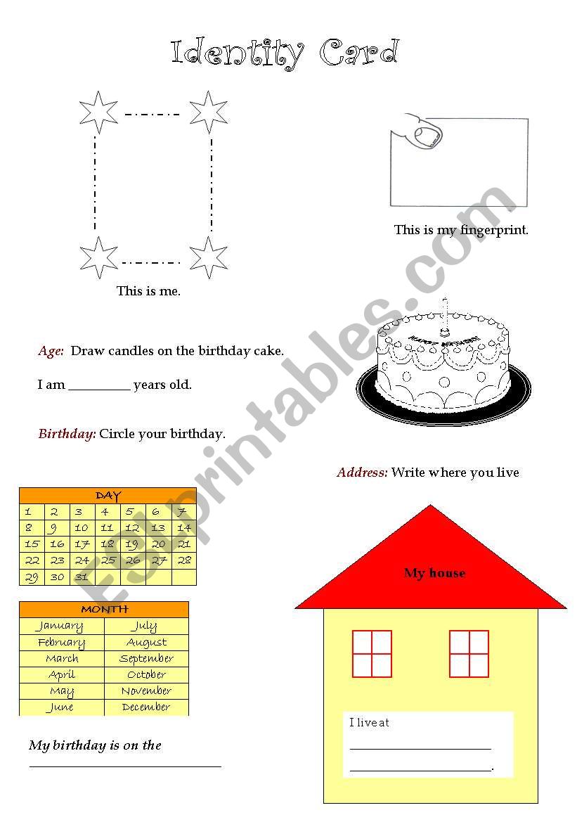 Identity Card worksheet