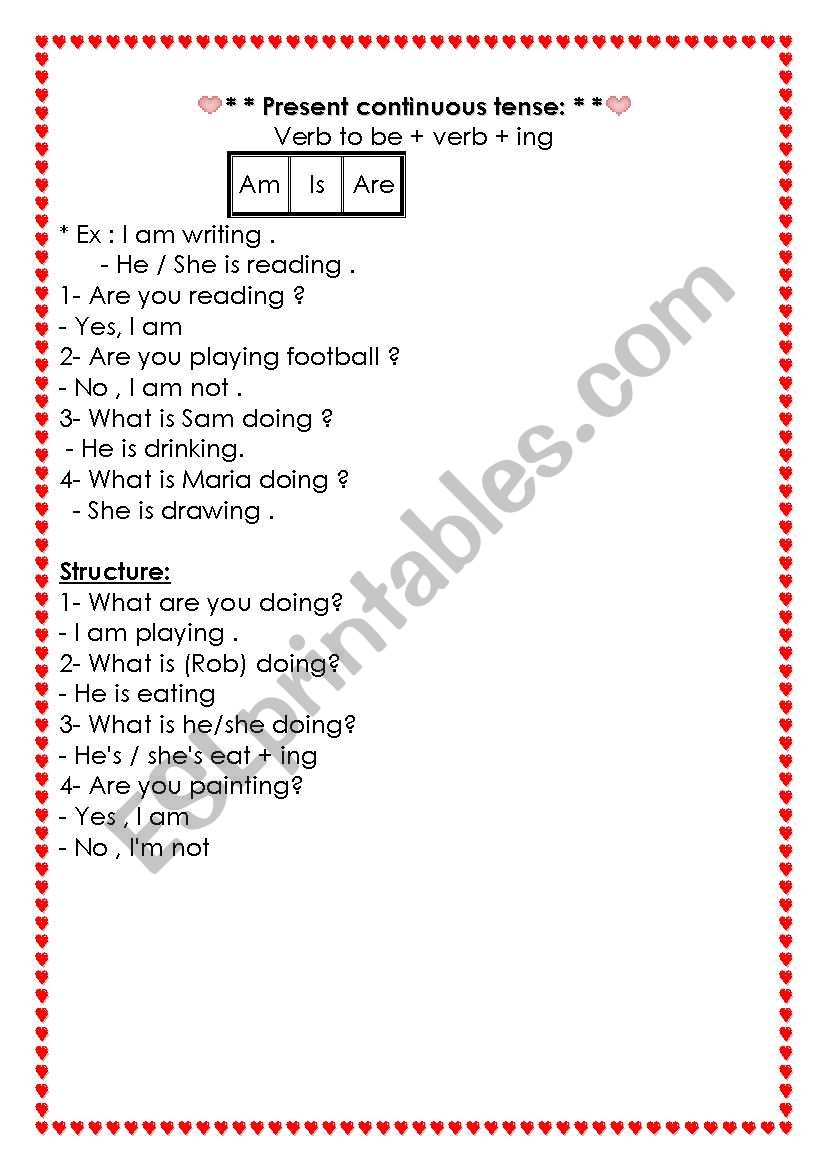 Present Continuous worksheet