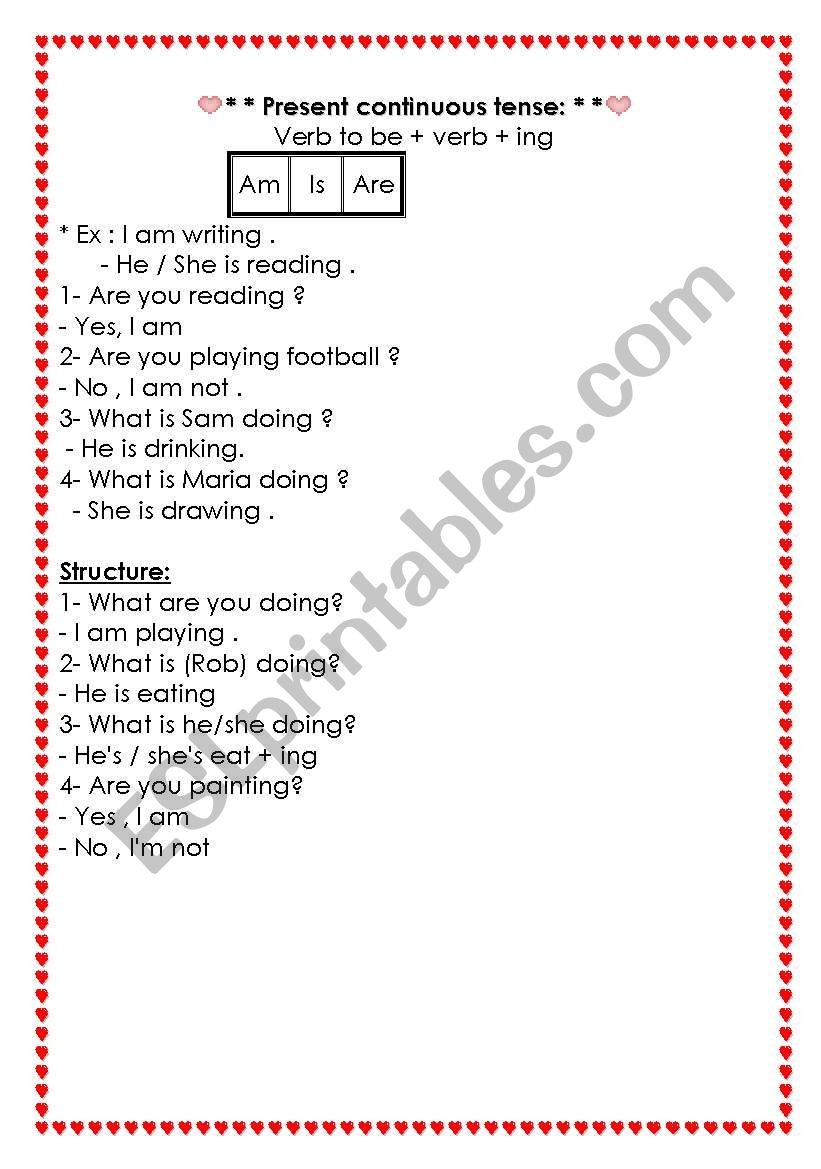 Present Continuous worksheet