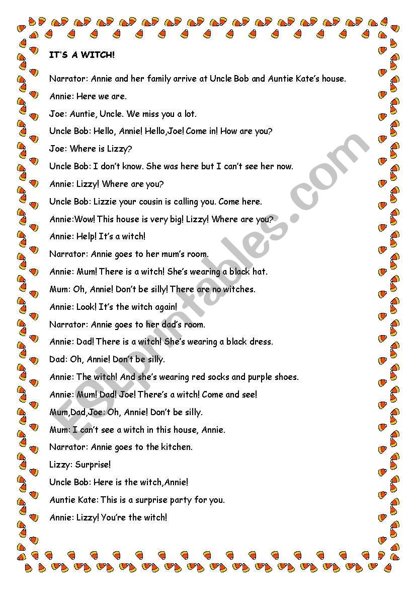 Its a witch! role play worksheet