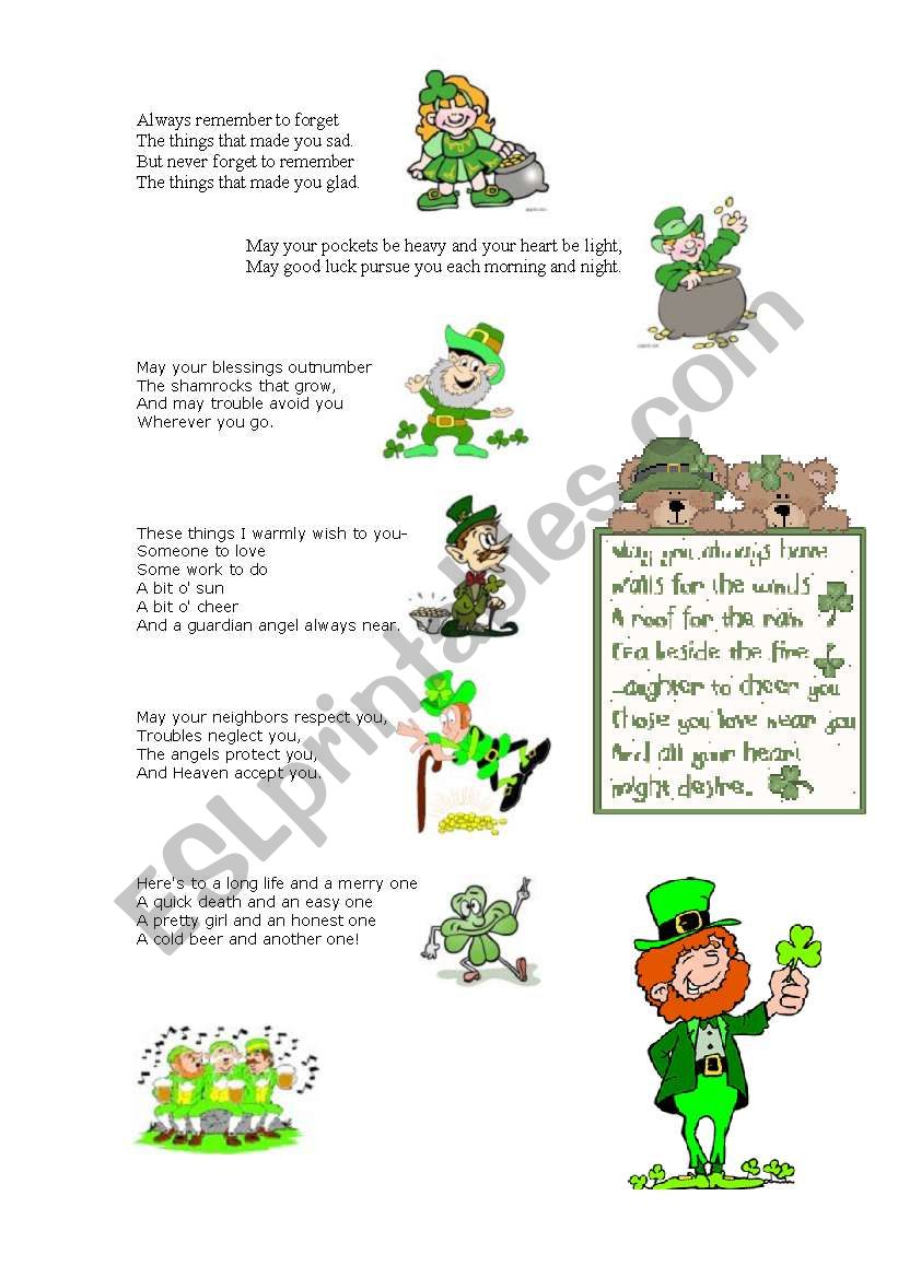 Irish blessings to cut and distribute