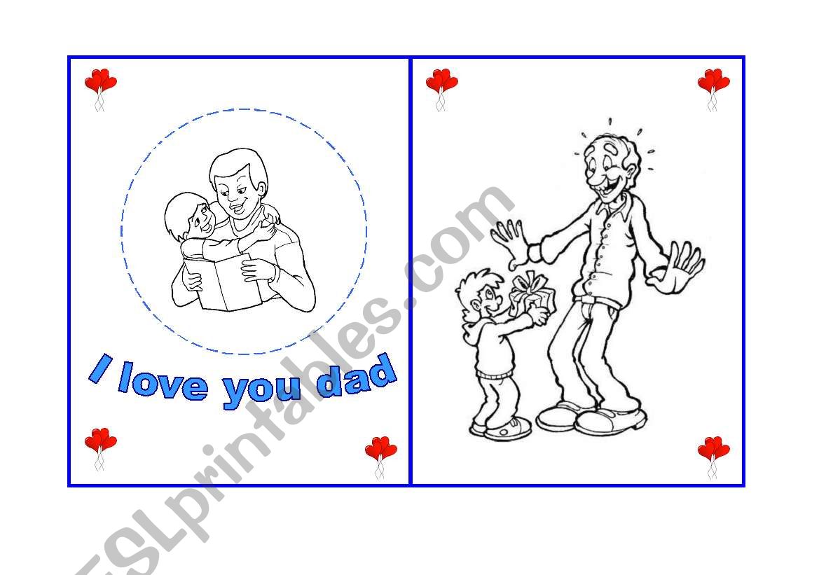 Fathers day card worksheet