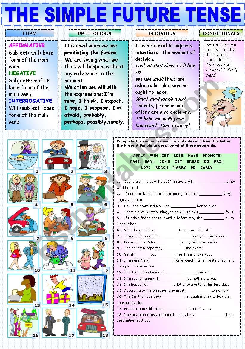 THE SIMPLE FUTURE TENSE worksheet