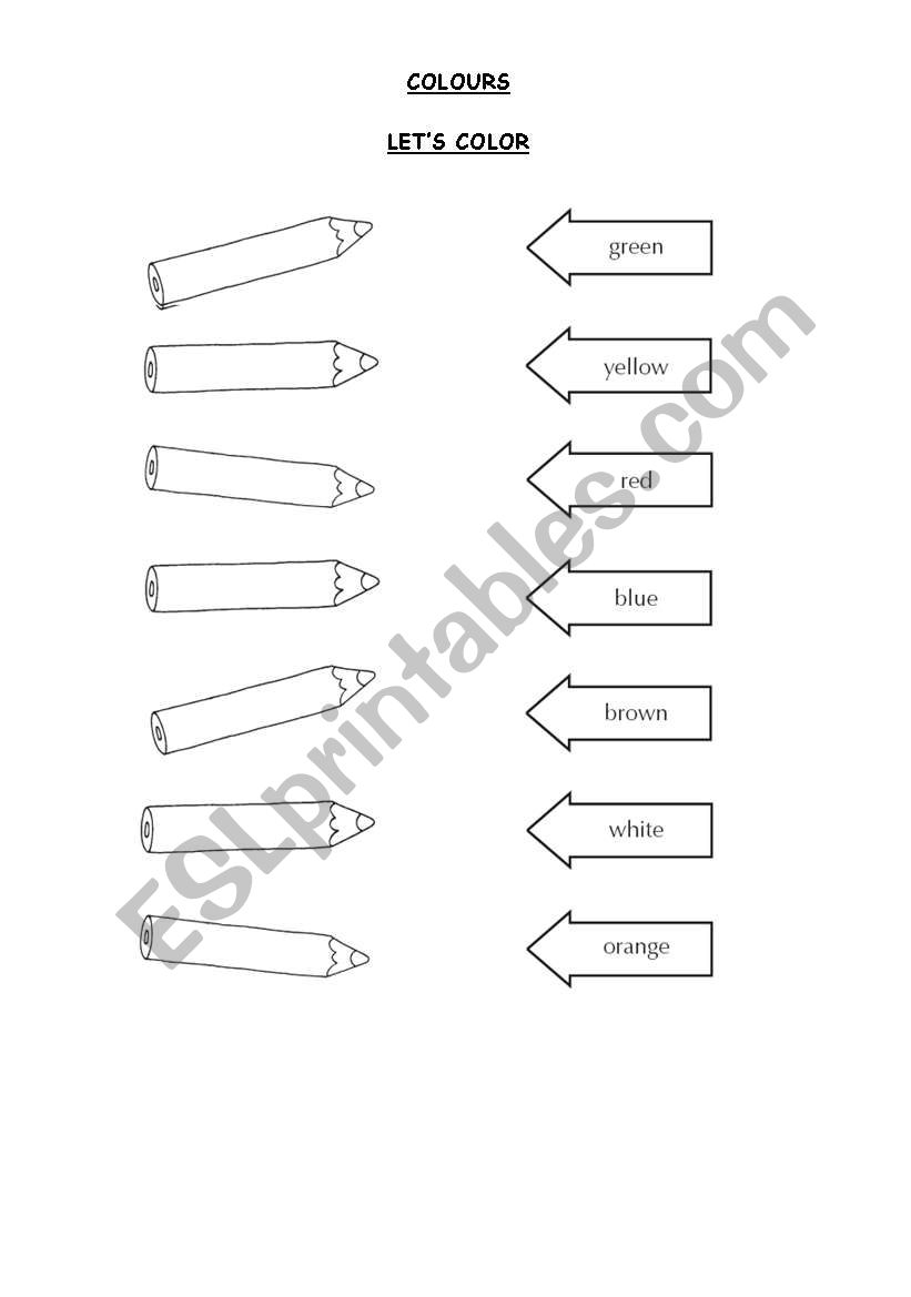 COLOURS worksheet