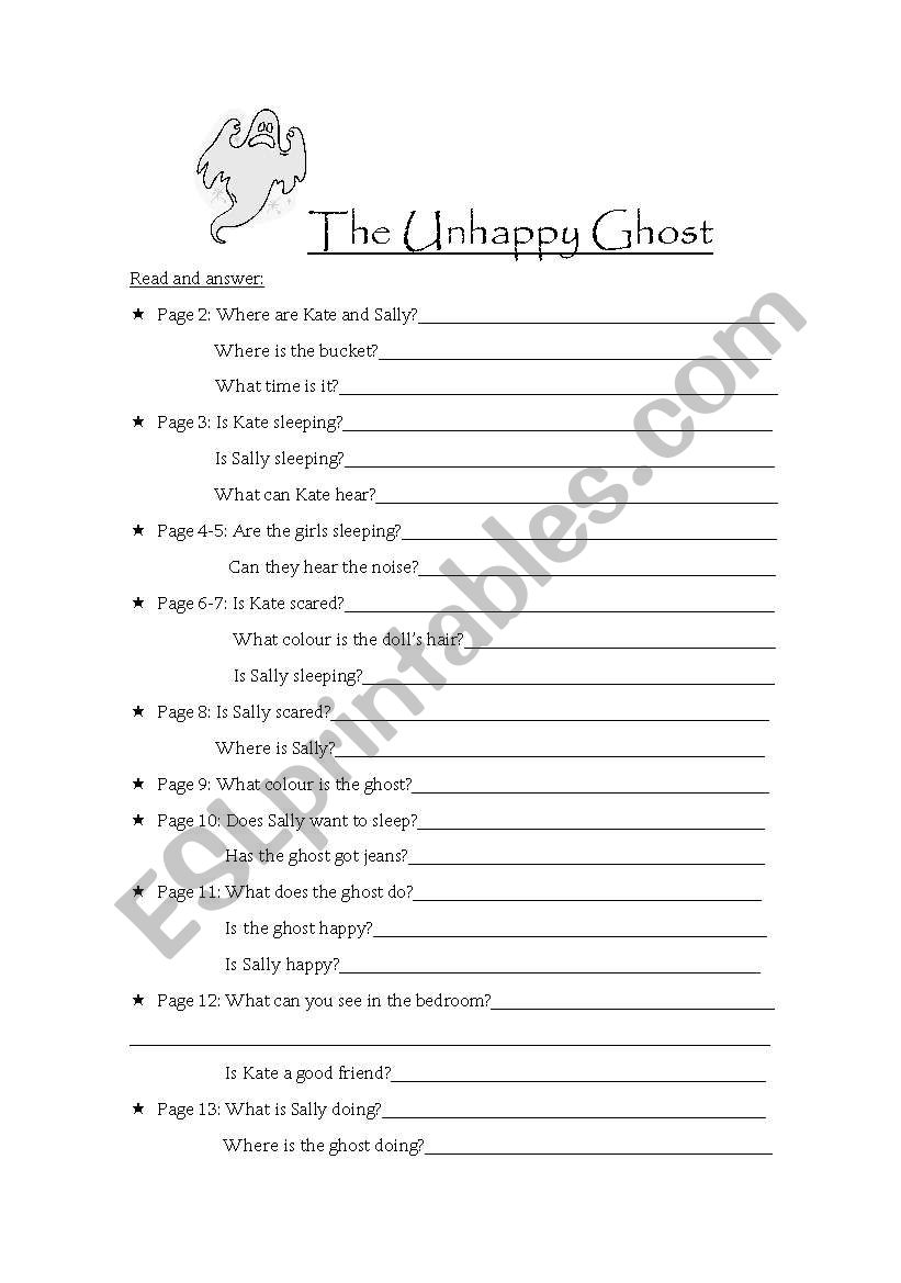 the unhappy ghost worksheet