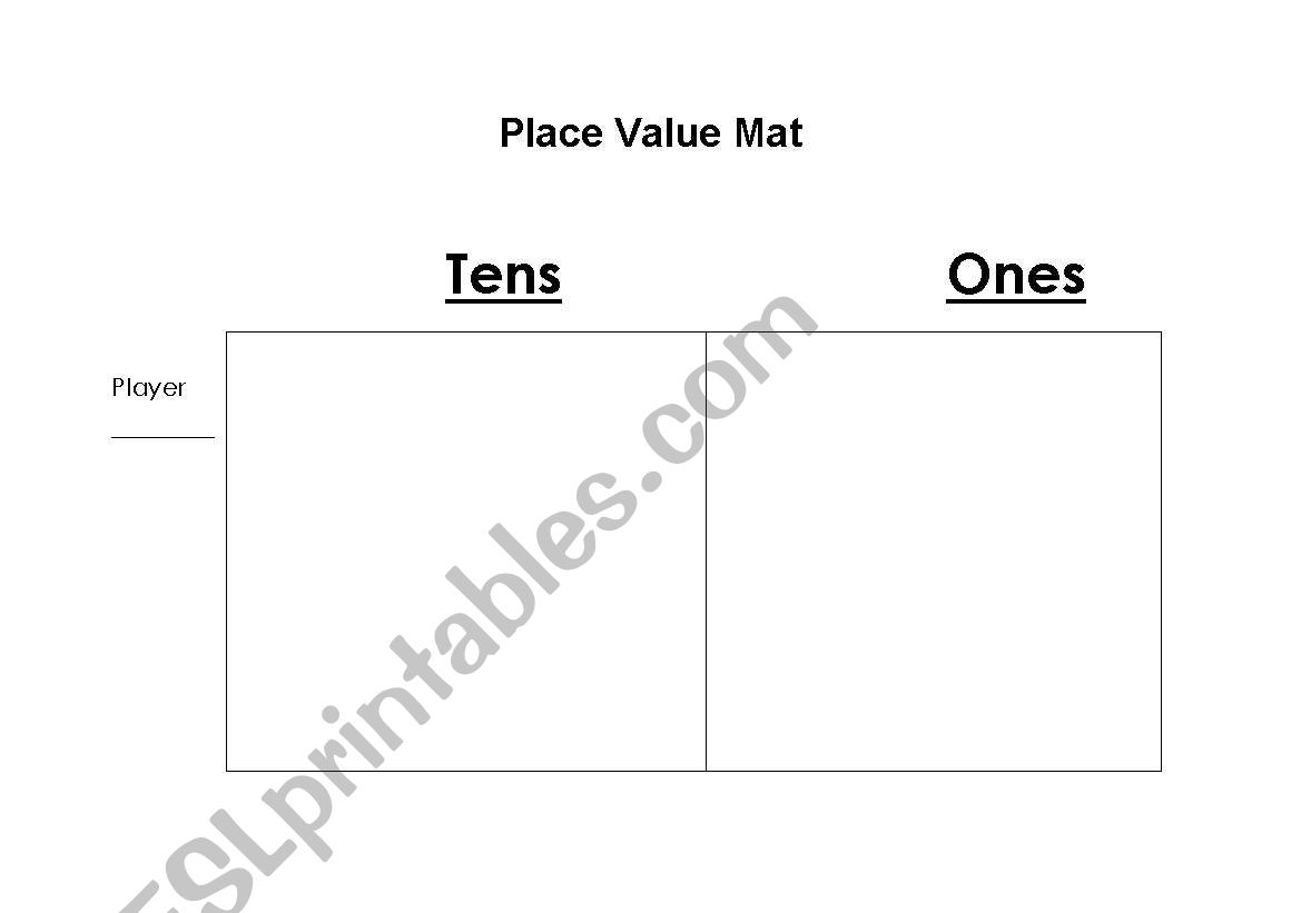 Place value Mat-Tens and Ones worksheet