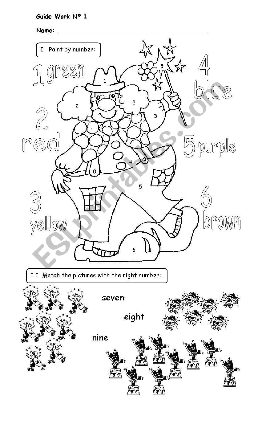 Color by number worksheet