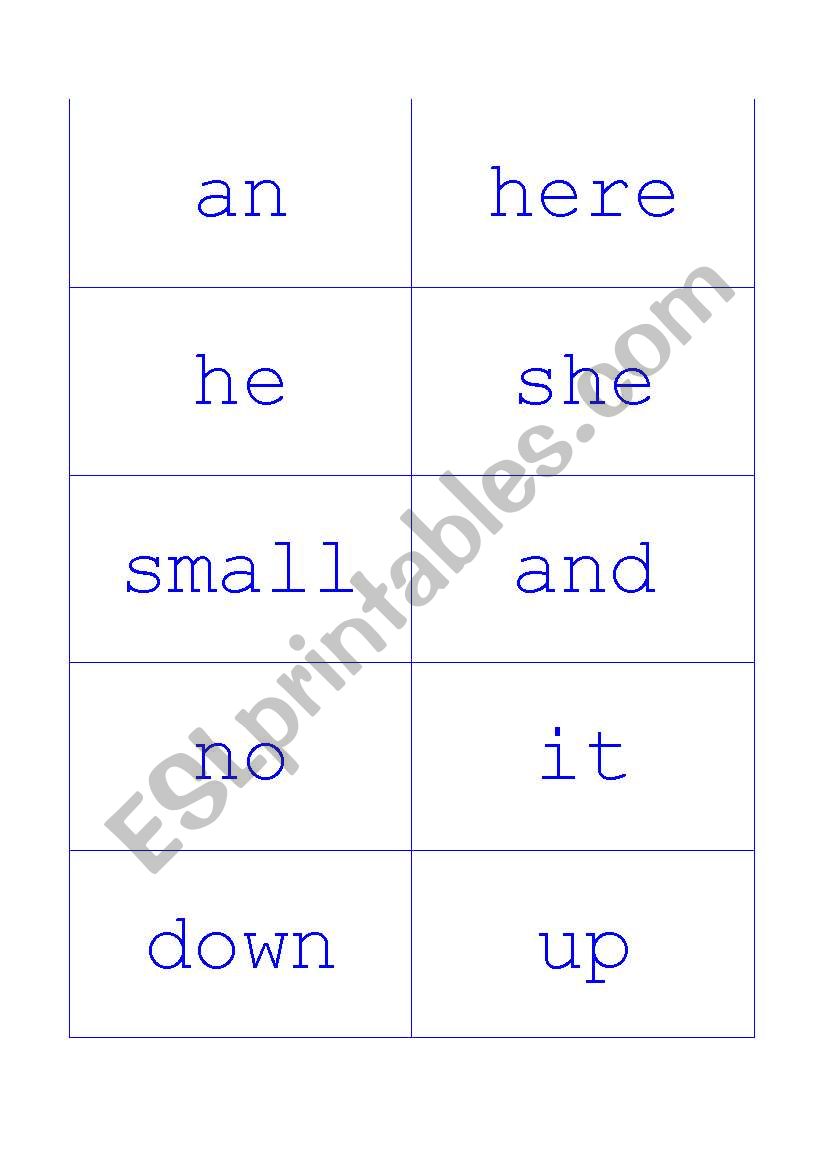 Sight Word flash cards 2 worksheet