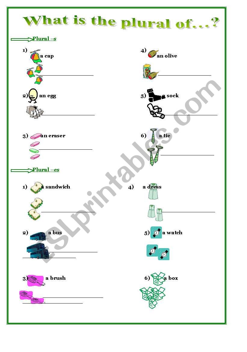 What is the plural of...? worksheet