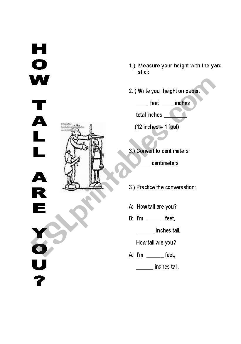 How tall are you? worksheet