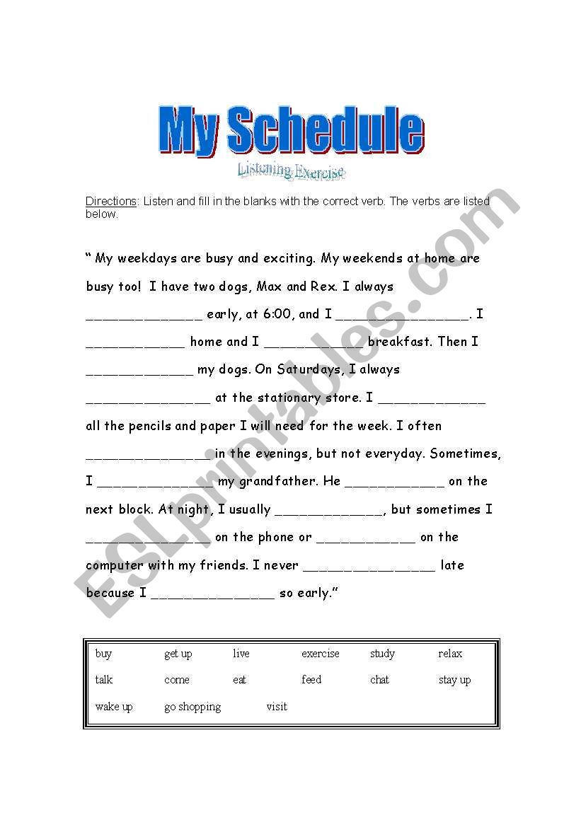 daily activities in the simple present