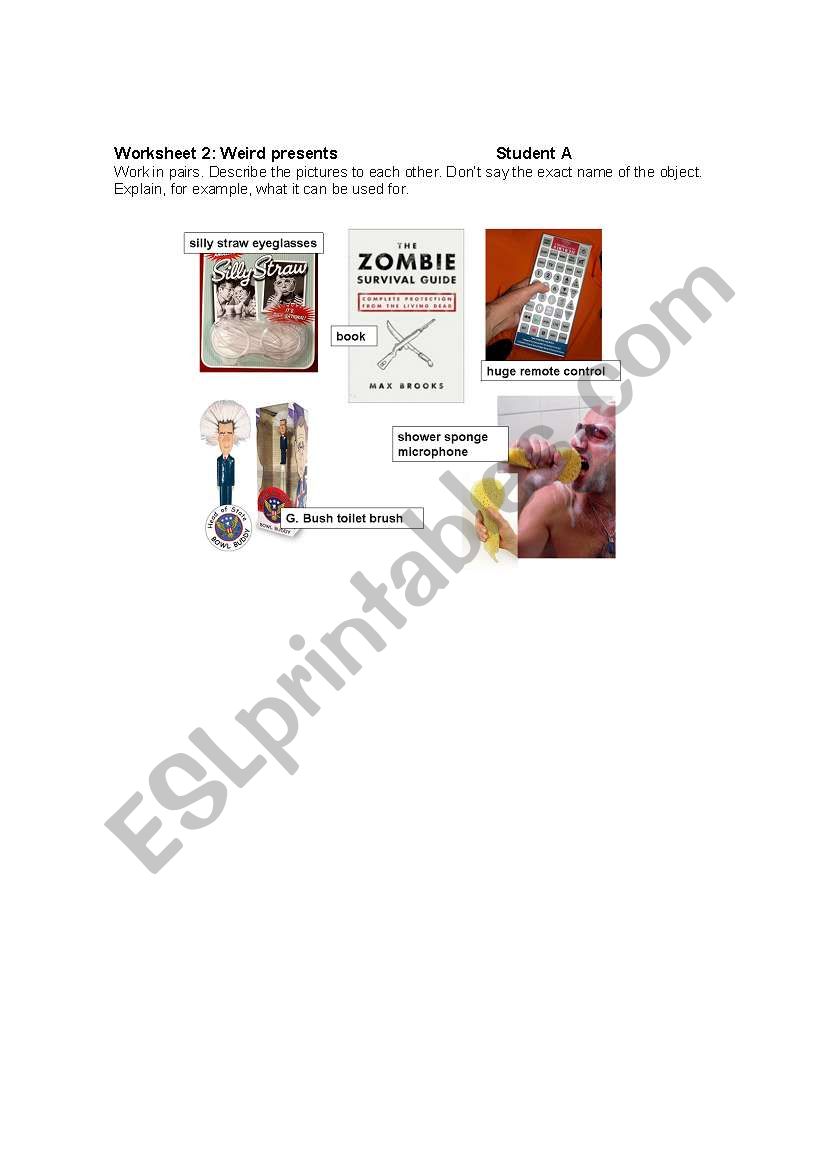 Weird Present Worksheet 2 Student A 