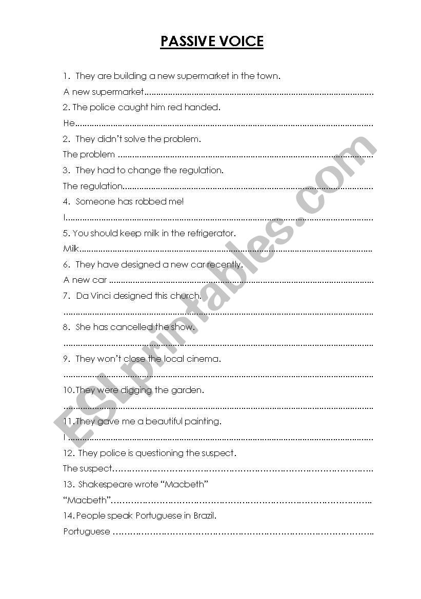 passive voice worksheet