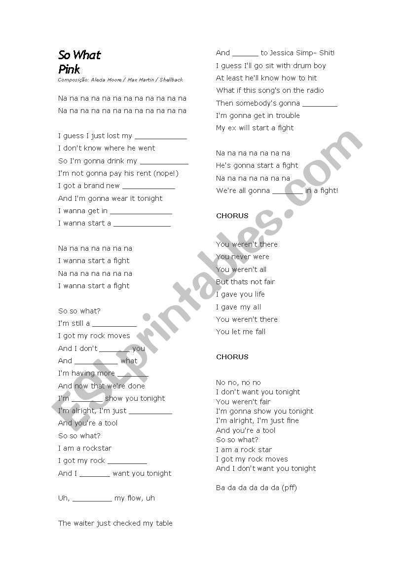 So what by PINK worksheet