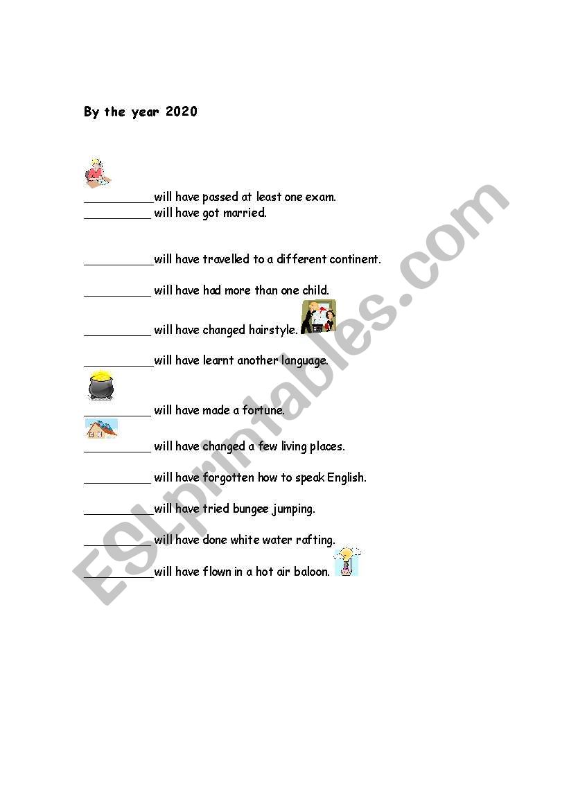 Future Perfect Simple worksheet