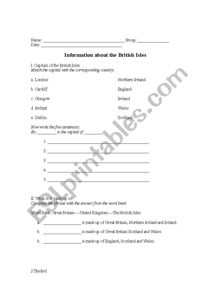 The British Isles worksheet