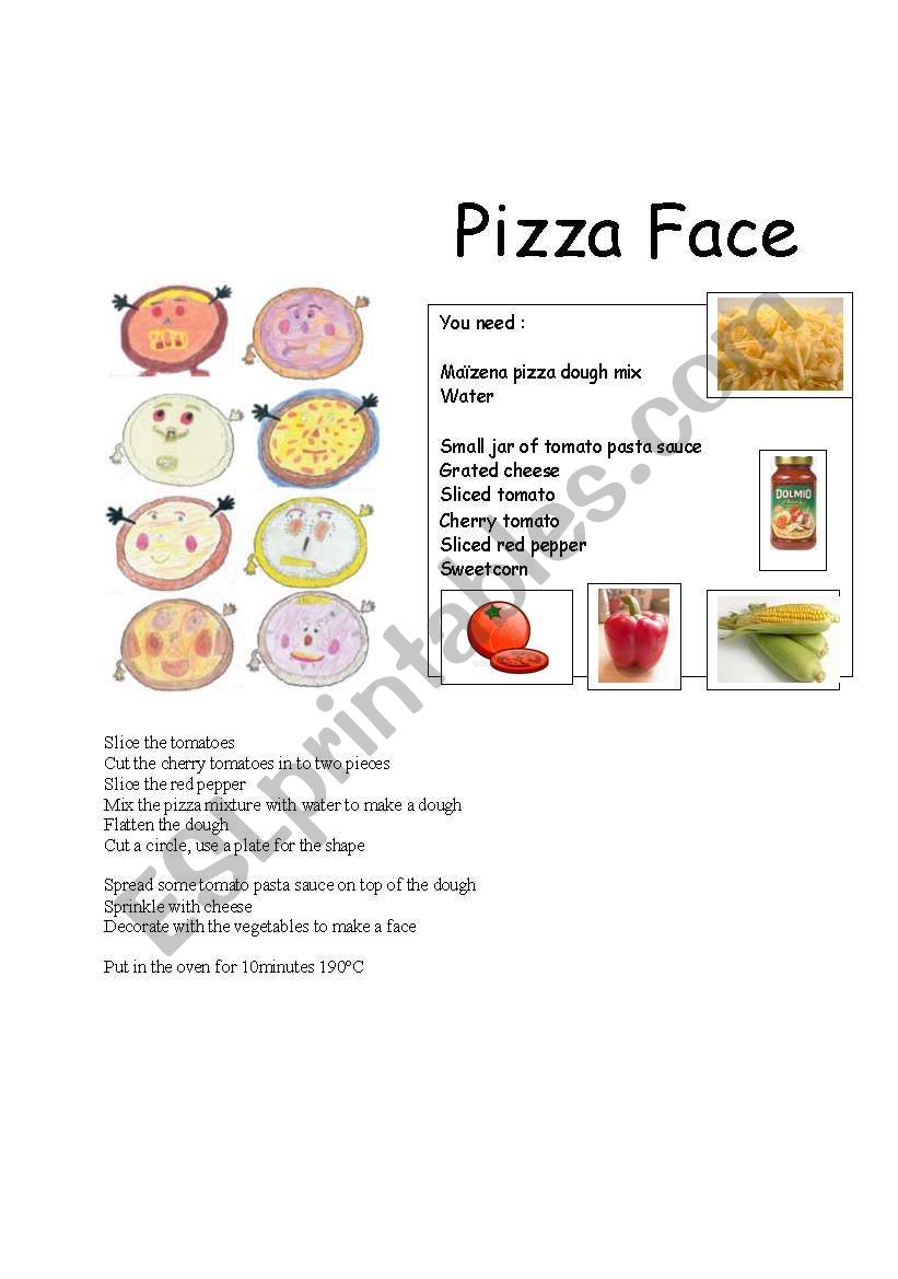 Make a Pizza Face  worksheet