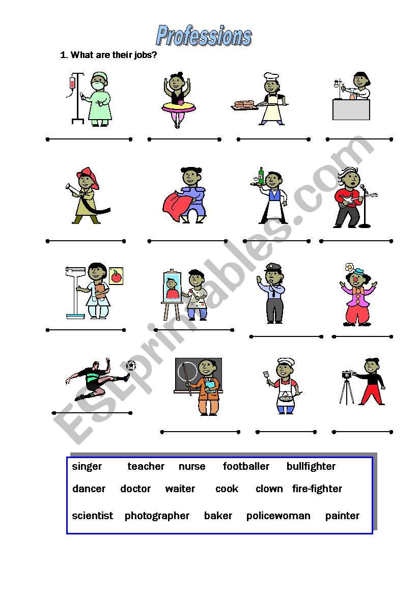 PROFESSIONS worksheet