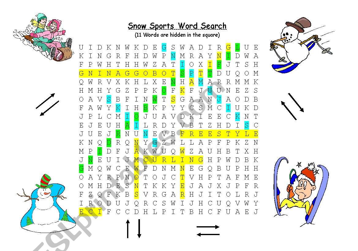 Winter Wordsearch Solution worksheet