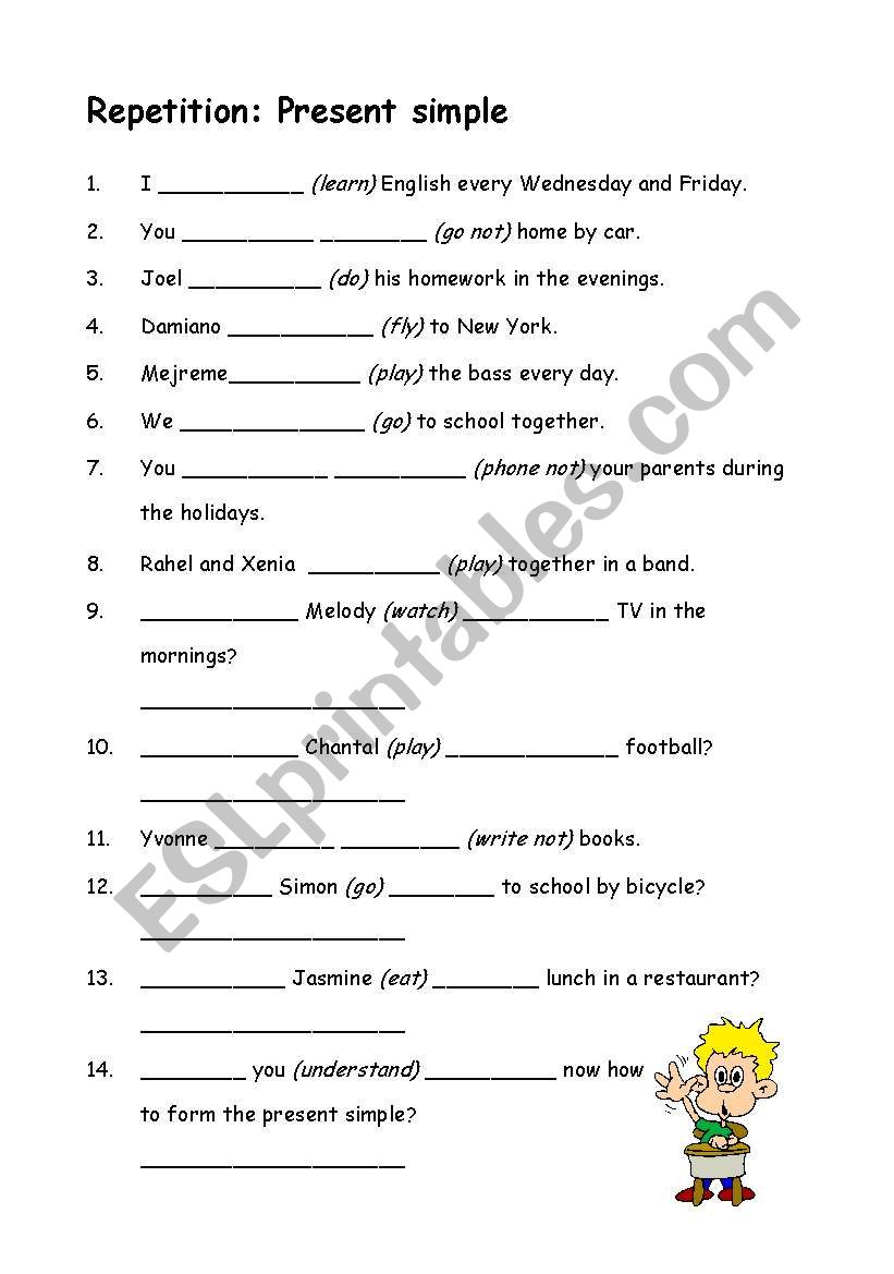 Present Simple Repetition worksheet