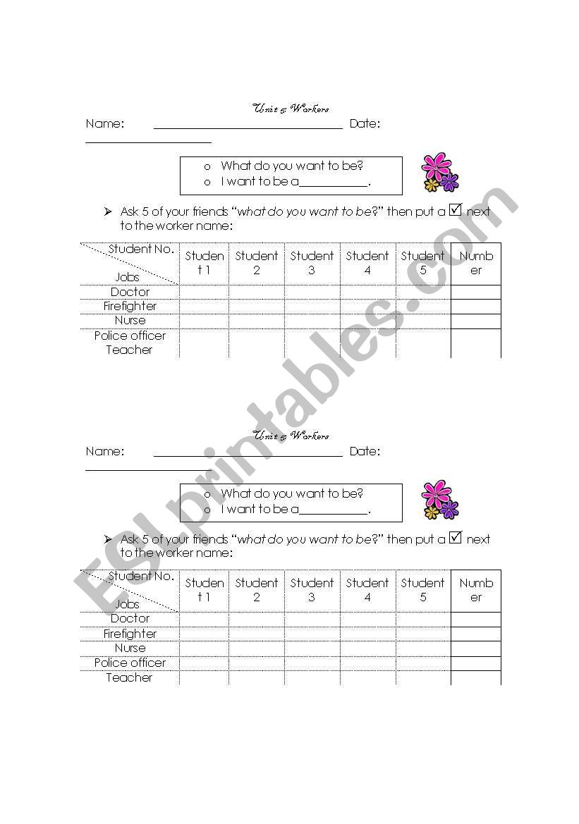 What do you want to be? worksheet