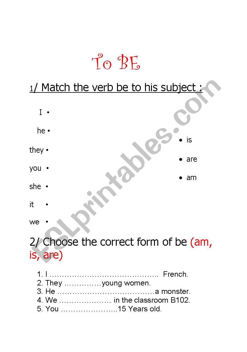 to be  worksheet
