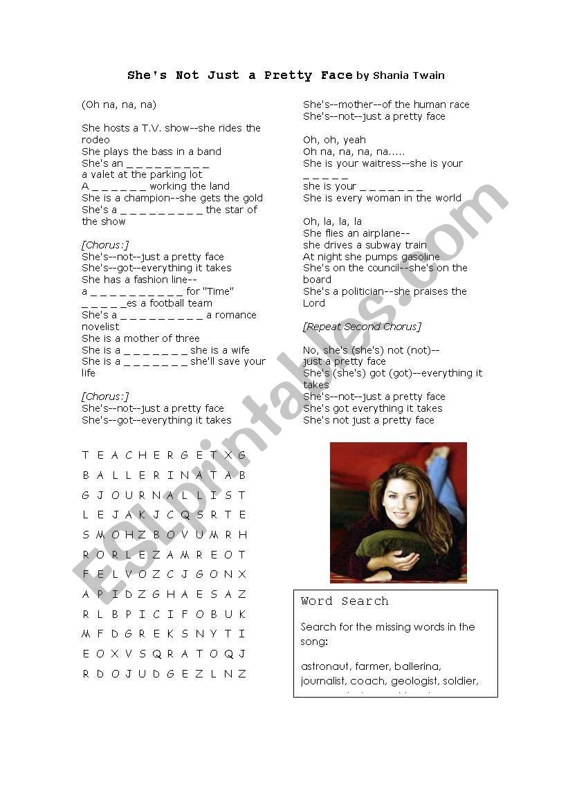 SheÂ´s not just a pretty face worksheet