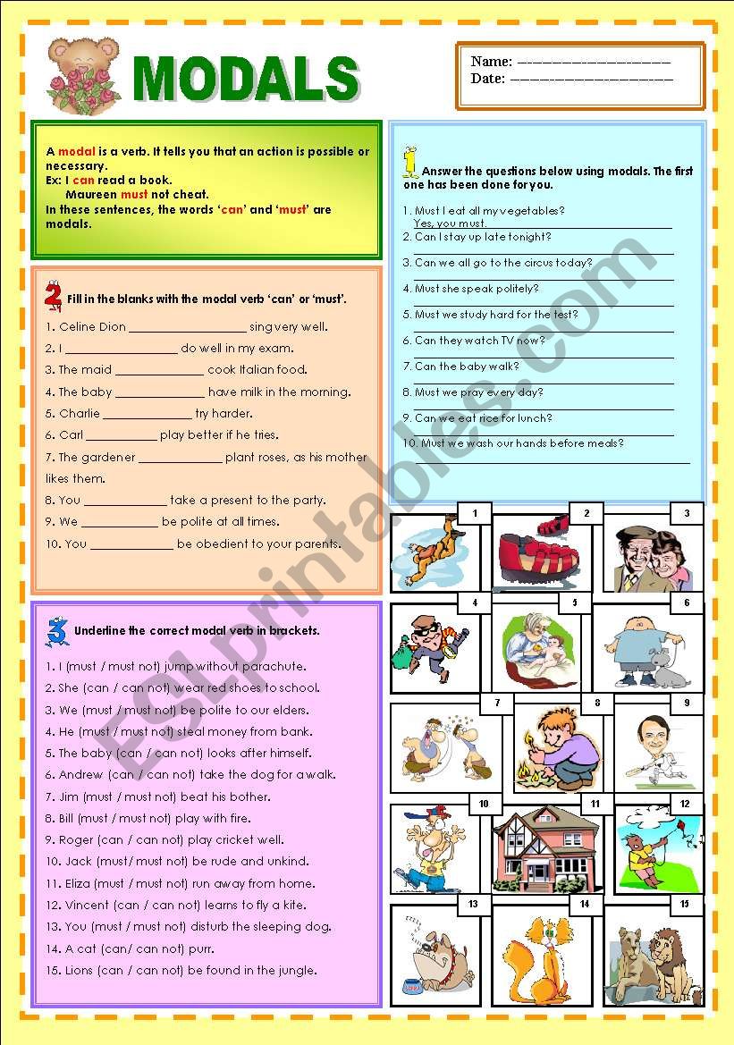 Modals worksheet