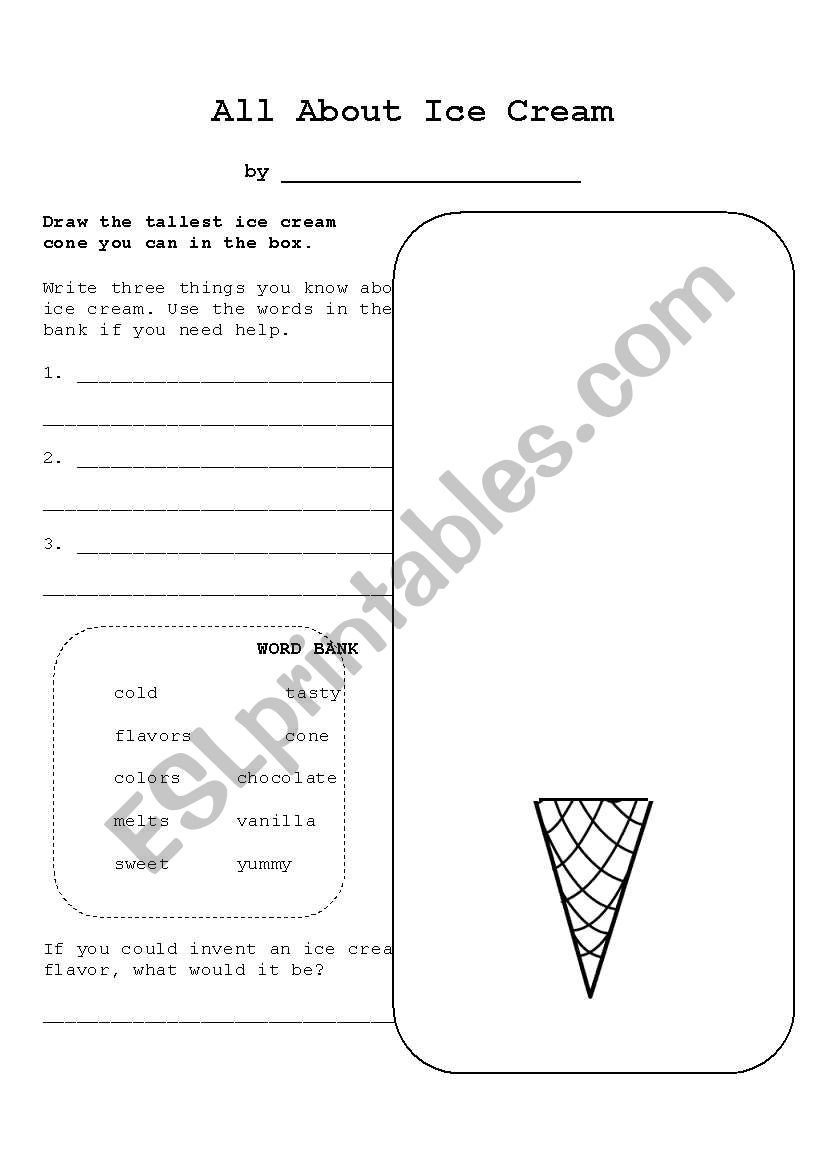 All About Ice Cream worksheet