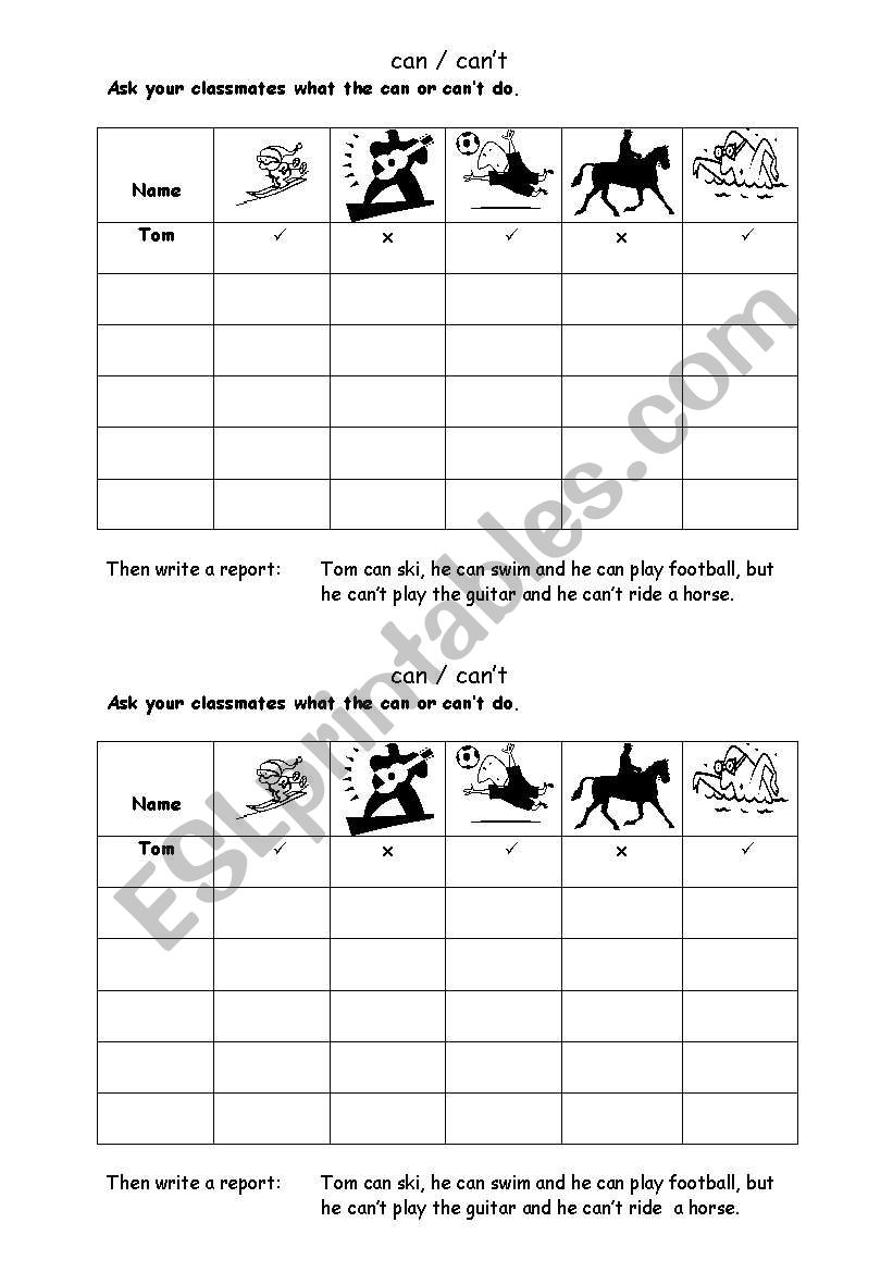 can and can´t - ESL worksheet by norelenz