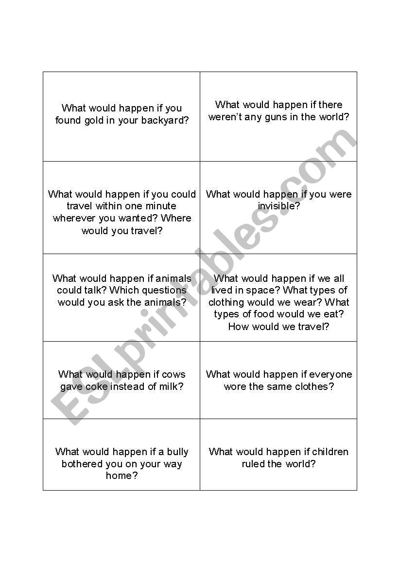 What would happen if...? worksheet