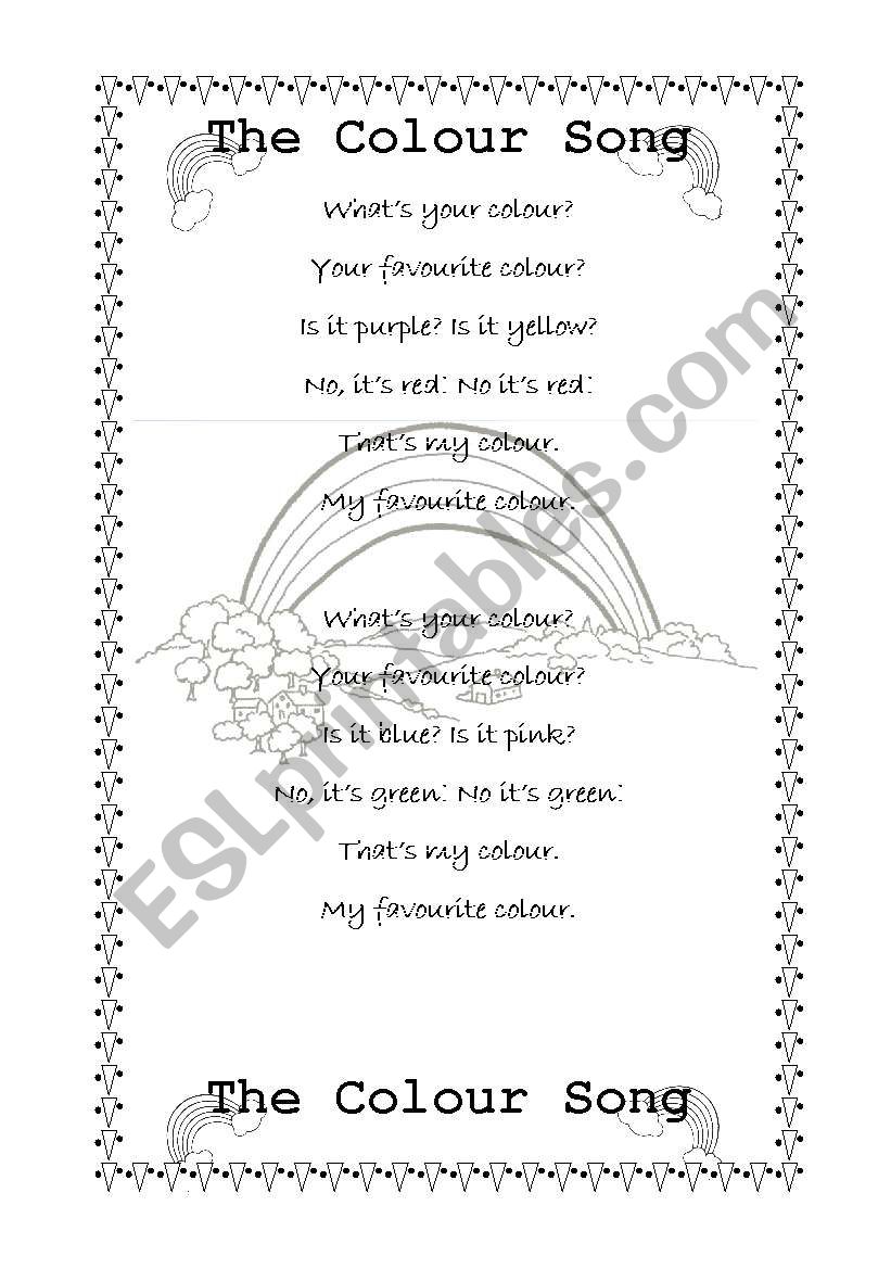 The colour song worksheet