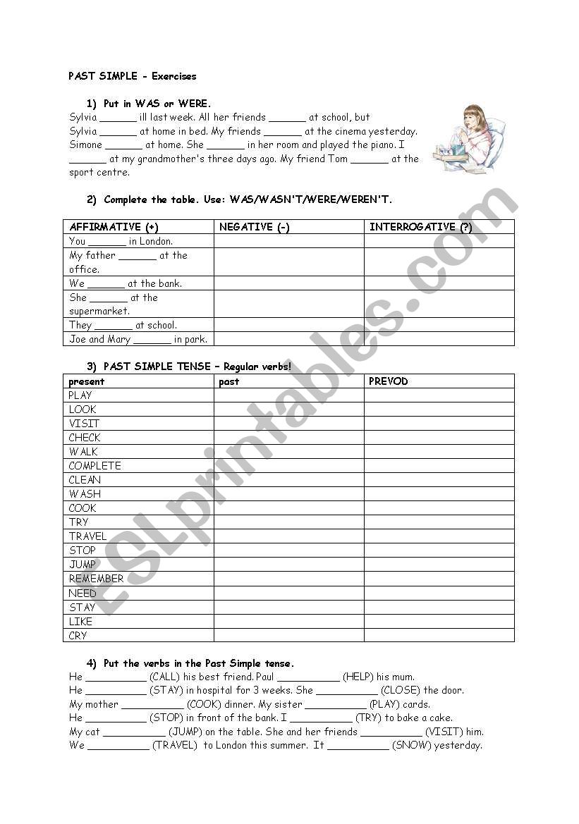 Past simple tense (+, -, ?) worksheet