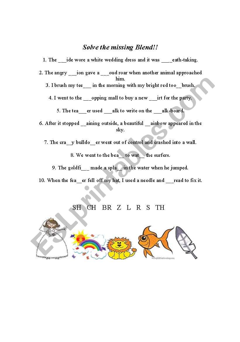 Missing Blends worksheet