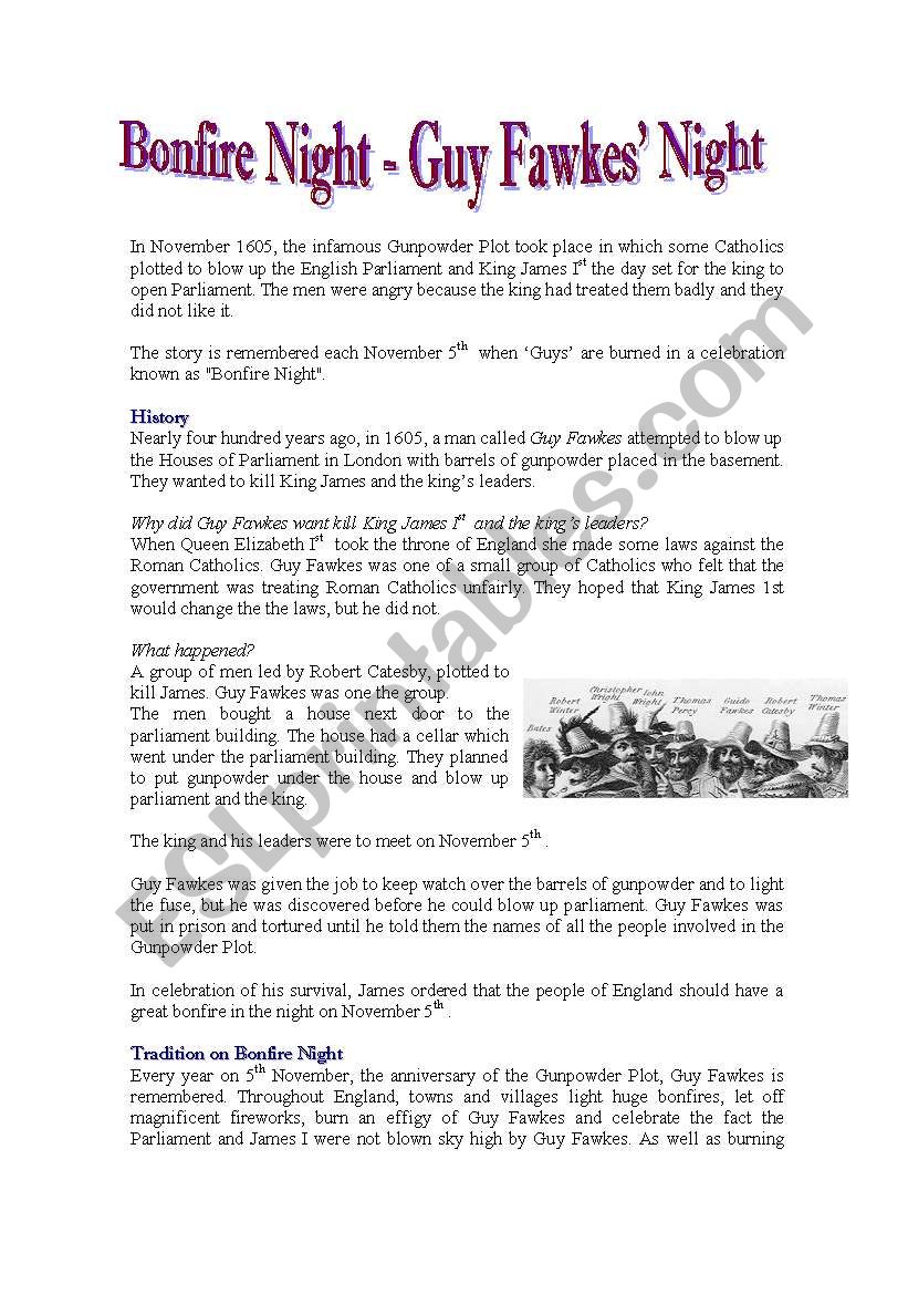 Bonfire Night worksheet