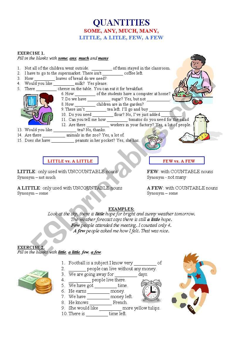 Quantities worksheet