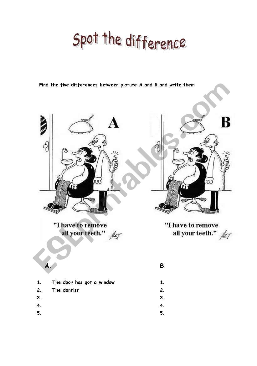 Spot the difference worksheet