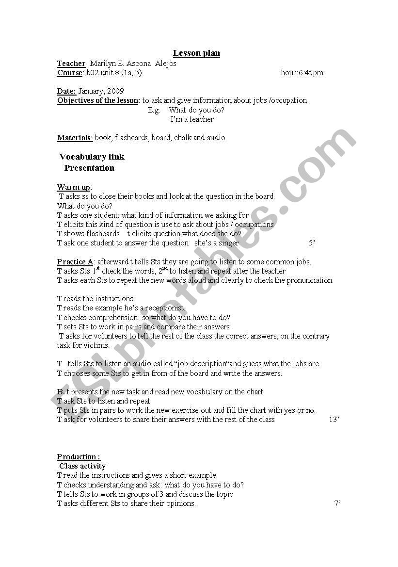 lesson plan  worksheet