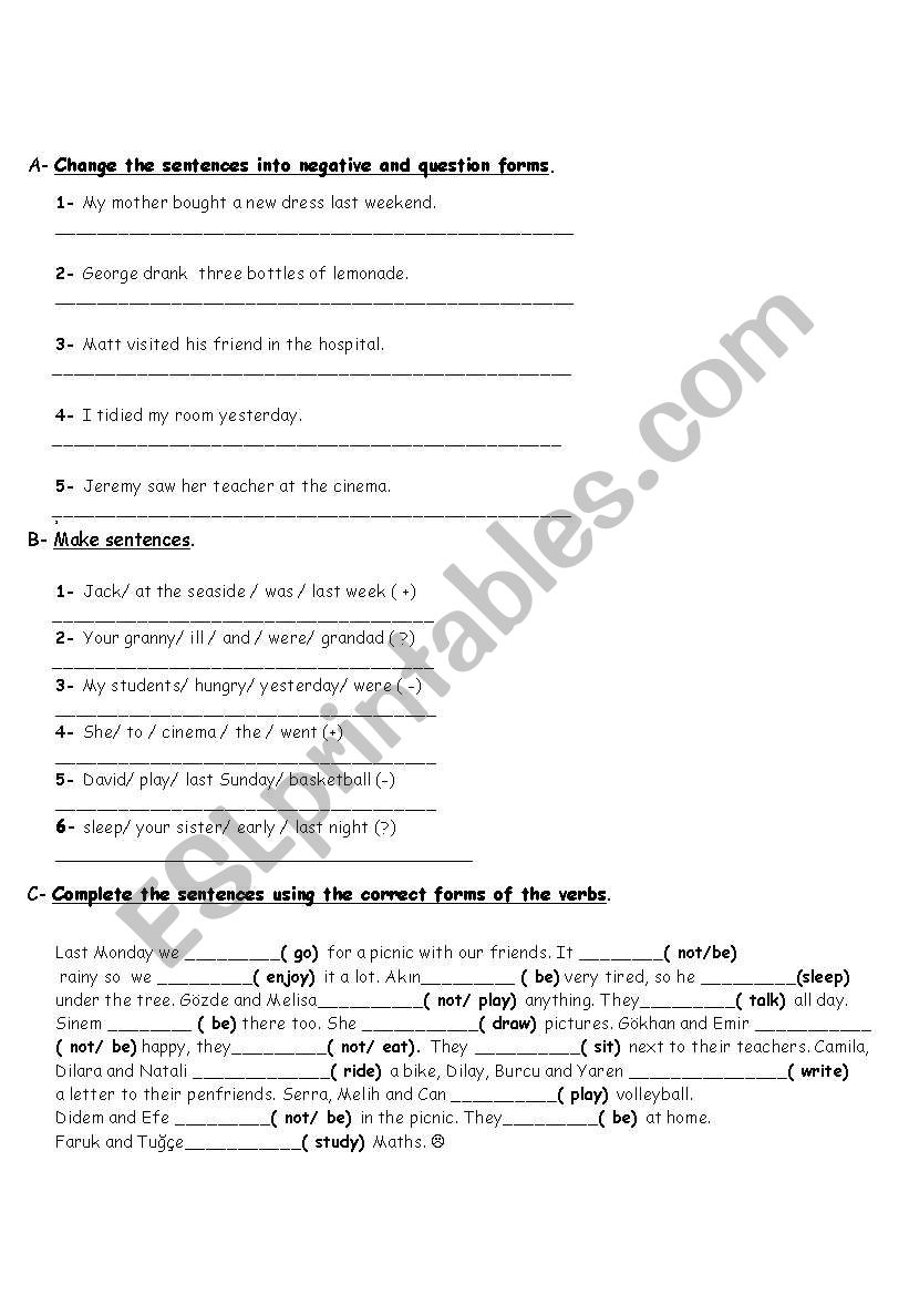 Past Tense worksheet