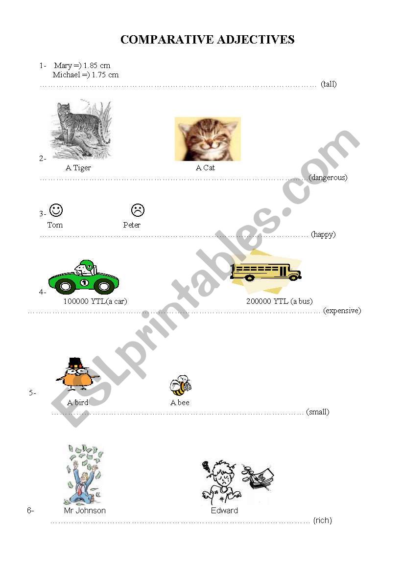 Comparativeadjectives worksheet