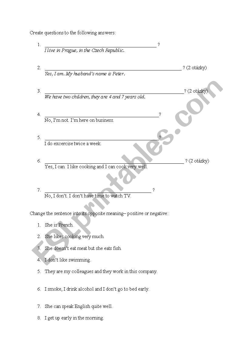 Elemetary grammar test worksheet