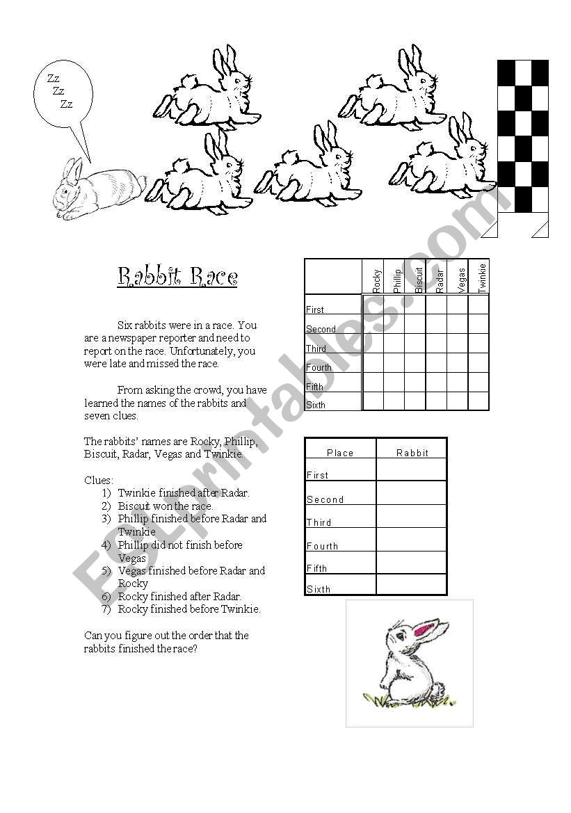 Rabbit Race worksheet