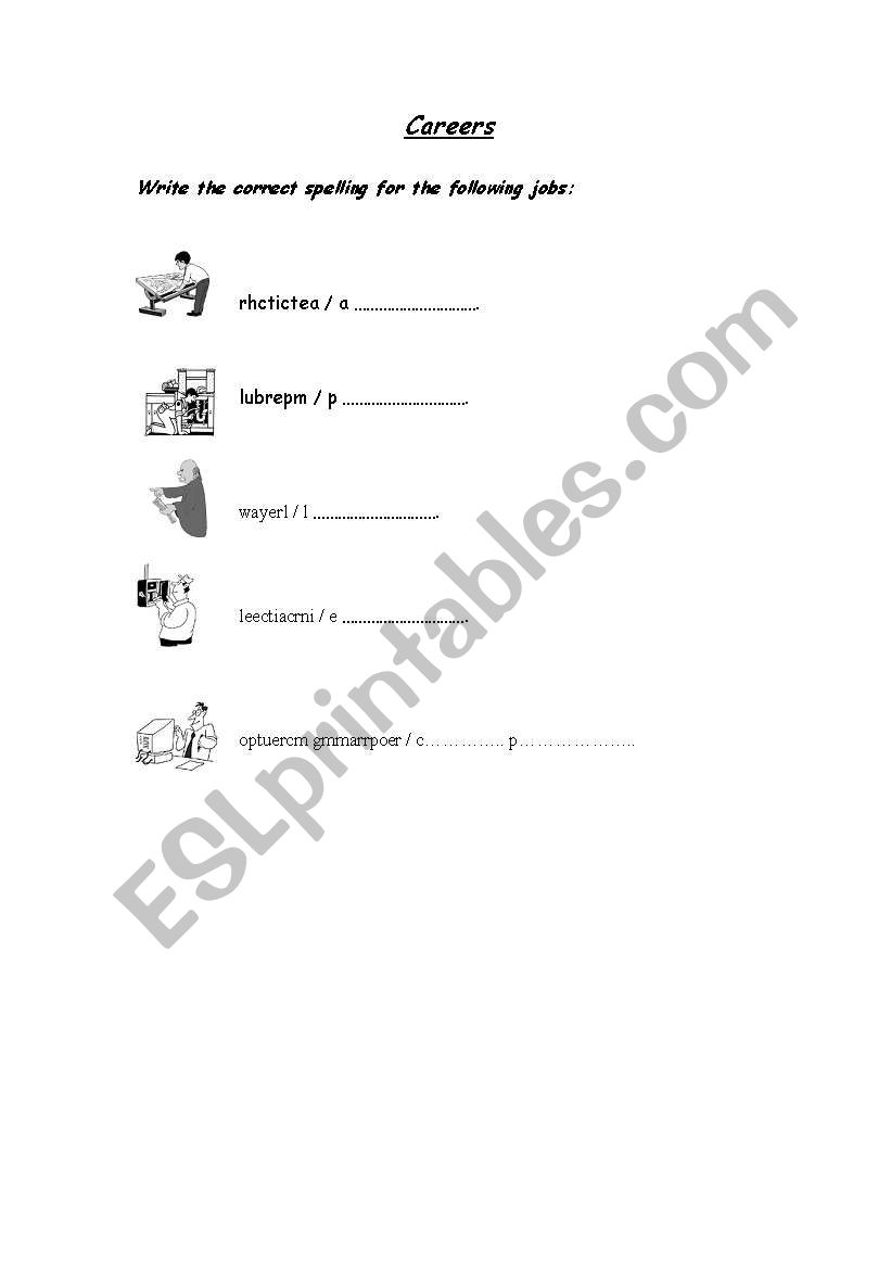 Careers worksheet