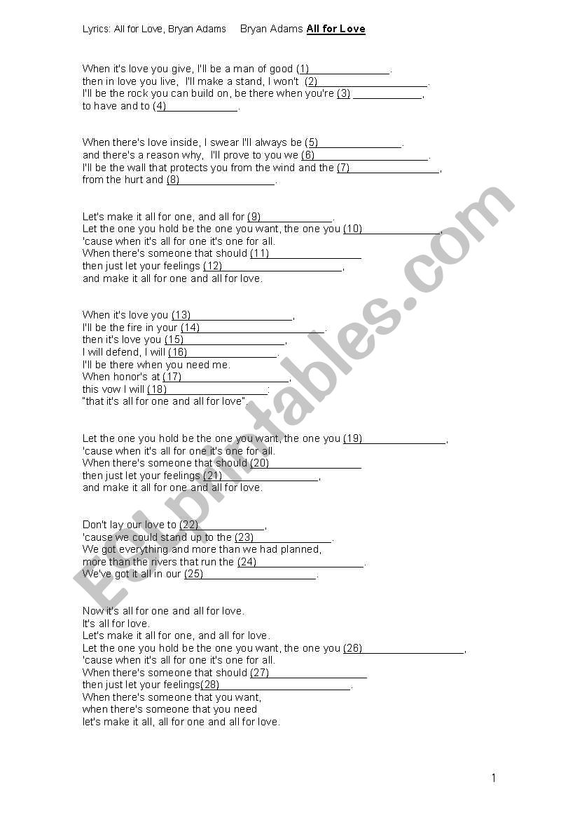 1st Conditional Song worksheet