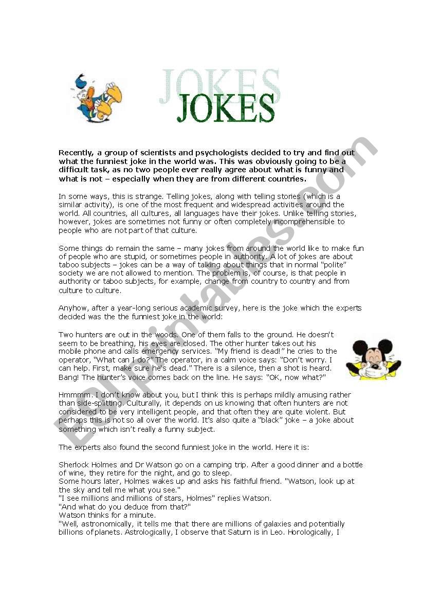Jokes worksheet