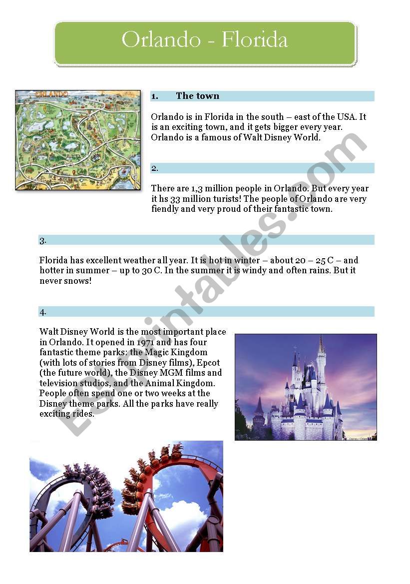 Orlando Florida worksheet